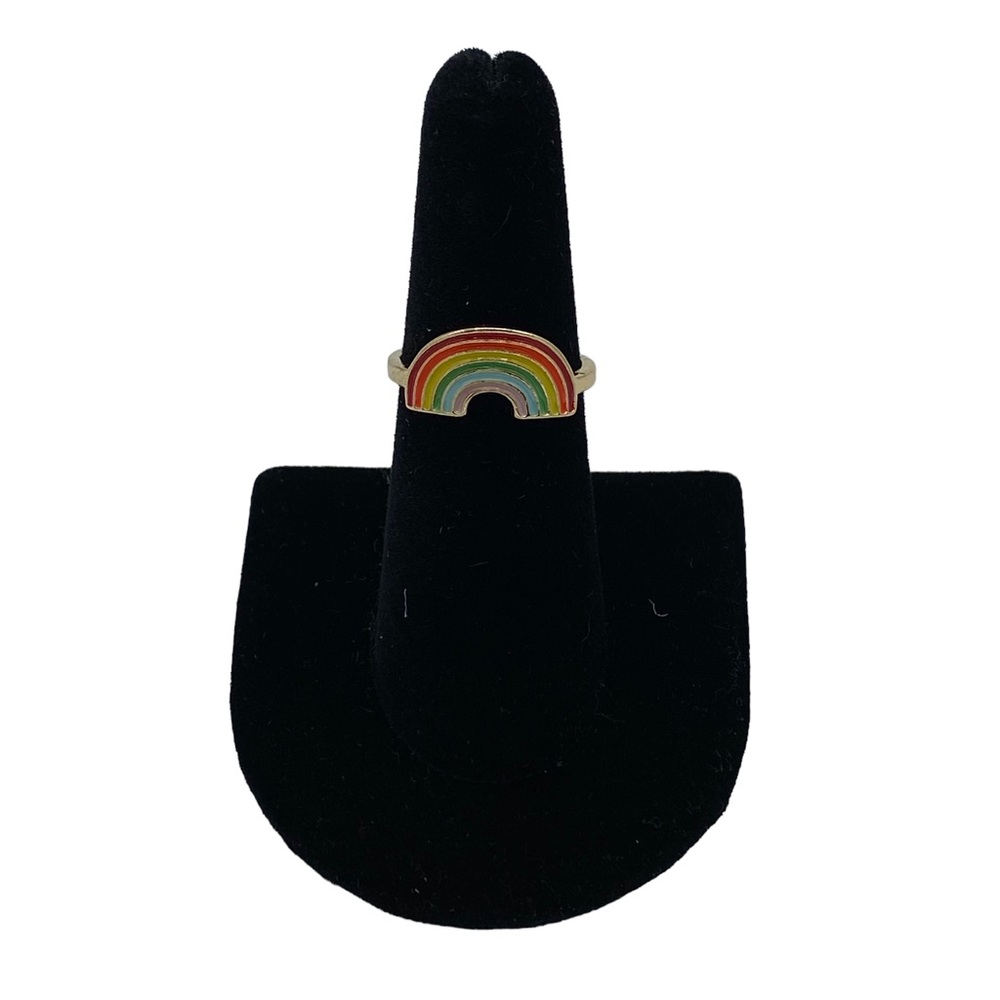 Golden Retro Rainbow Gay Pride Ring